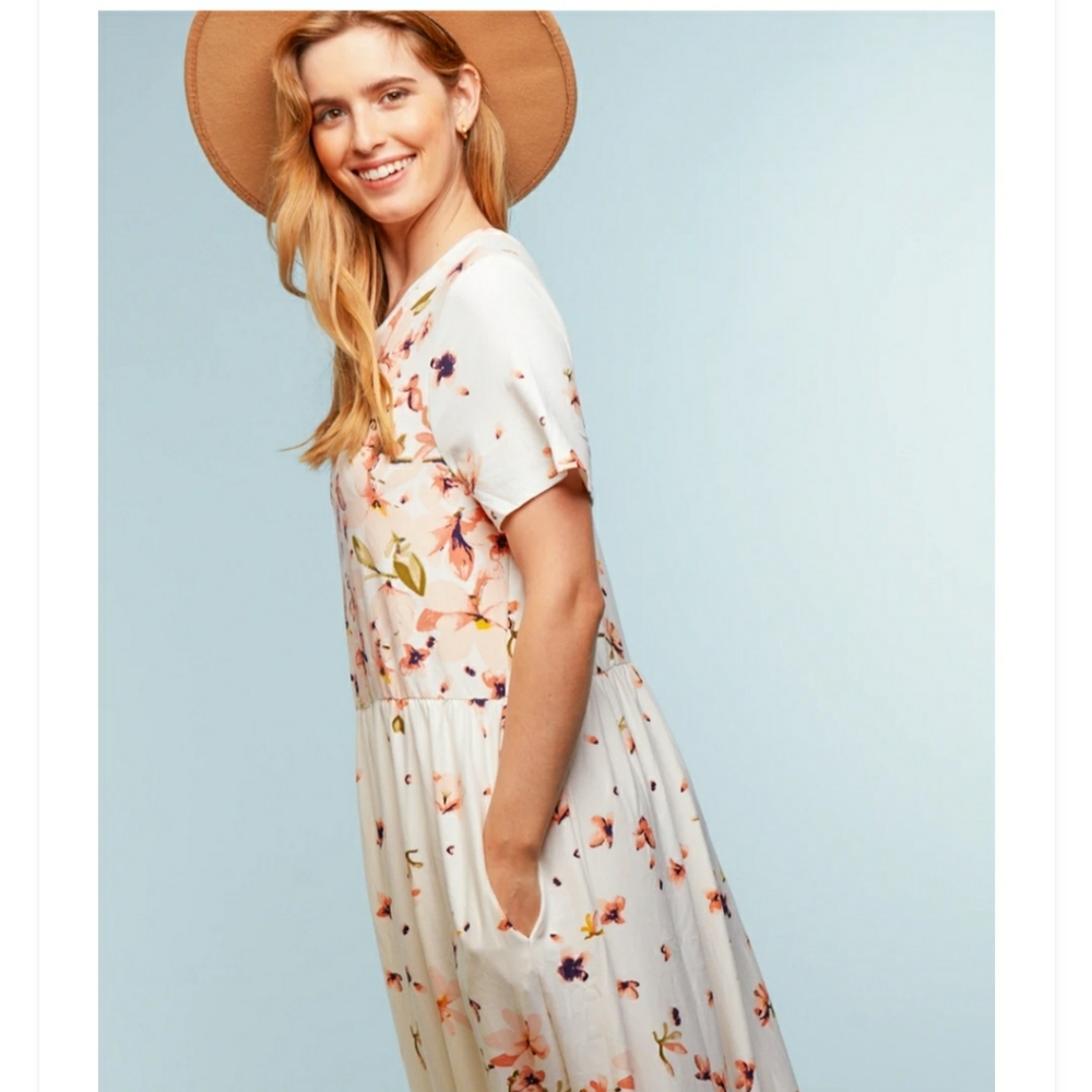Floral Print Ivory Maxi Dress NWT S, M, L, XL - Picture 2 of 5